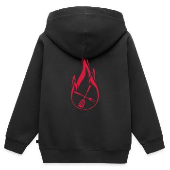 feuer grillen flammen heiss brennen essen grillgab - Kinder Premium Organic Zip Hoodie - Schwarz - Hinten - AI Model Kid Male (0cm)