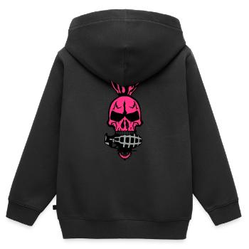 tod kaninchenohr kopf schaedel granate 1 - Kinder Premium Organic Zip Hoodie - Schwarz - Hinten - AI Model Kid Male (0cm)