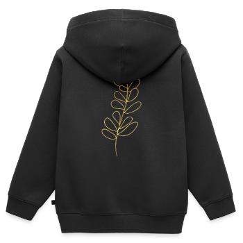 Gold Foliage Flora Line Art - Sweat Premium à capuche zippé enfant bio - noir - Dos - AI Model Kid Male (0cm)