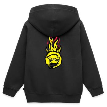 tennis face cartoon flamme feroce - Sweat Premium à capuche zippé enfant bio - noir - Dos - AI Model Kid Male (0cm)