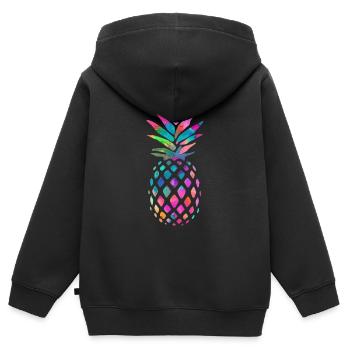 Regenbogen Ananas - Kinder Premium Organic Zip Hoodie - Schwarz - Hinten - AI Model Kid Male (0cm)