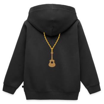 Gold Halskette Gitarrist Gitarre - Kinder Premium Organic Zip Hoodie - Schwarz - Hinten - AI Model Kid Male (0cm)
