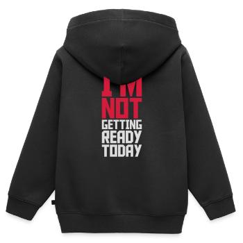 ne pas se préparer aujourd’hui - Sweat Premium à capuche zippé enfant bio - noir - Dos - AI Model Kid Male (0cm)