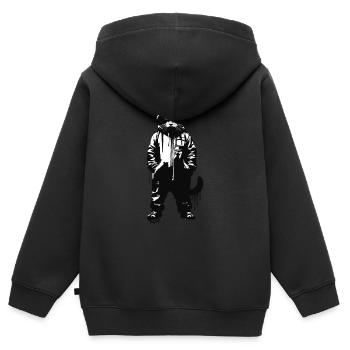 Pochoir Cat Cool - Sweat Premium à capuche zippé enfant bio - noir - Dos - AI Model Kid Male (0cm)
