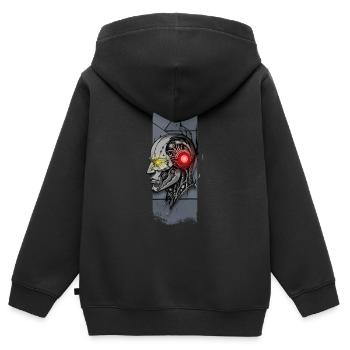 Mechanical Mind: Cyborg Robot Head - Kids Premium Organic Zip-up Hoodie - black - Back - AI Model Kid Male (0cm)