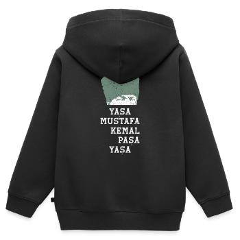 Atatürk Turquie Souverain Mustafa Kemal Silhouette - Sweat Premium à capuche zippé enfant bio - noir - Dos - AI Model Kid Male (0cm)
