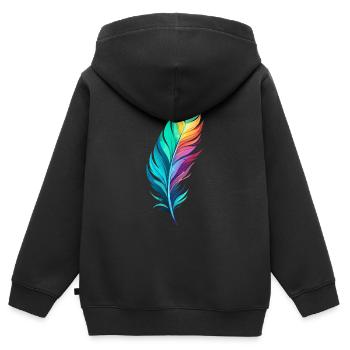 FEDER - Kinder Premium Organic Zip Hoodie - Schwarz - Hinten - AI Model Kid Male (0cm)