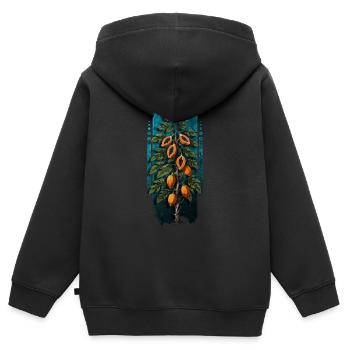 Tropische Prämie: Papayabaum - Kinder Premium Organic Zip Hoodie - Schwarz - Hinten - AI Model Kid Male (0cm)