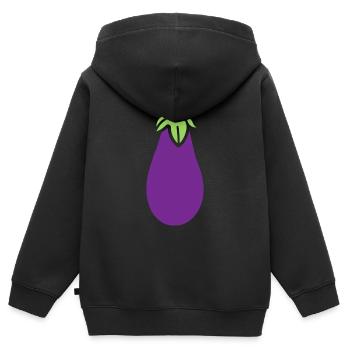Aubergine - Sweat Premium à capuche zippé enfant bio - noir - Dos - AI Model Kid Male (0cm)
