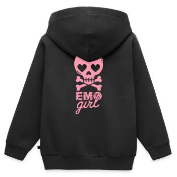 Fille emo ! - Sweat Premium à capuche zippé enfant bio - noir - Dos - AI Model Kid Male (0cm)