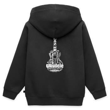 Anatomie émotionnelle du ukulélé - Sweat Premium à capuche zippé enfant bio - noir - Dos - AI Model Kid Male (0cm)