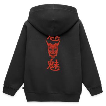 Japanischer roter Dämon - Kinder Premium Organic Zip Hoodie - Schwarz - Hinten - AI Model Kid Male (0cm)