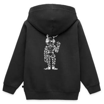 Petit invisible blanc - Sweat Premium à capuche zippé enfant bio - noir - Dos - AI Model Kid Male (0cm)
