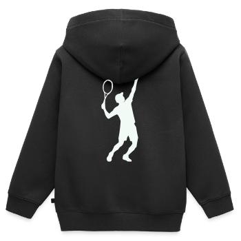 Tennis Silhouette im Sprung - Kinder Premium Organic Zip Hoodie - Schwarz - Hinten - AI Model Kid Male (0cm)