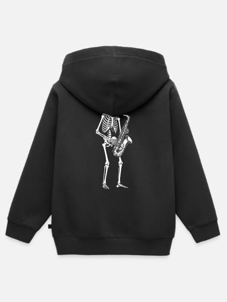 Skelett-Saxophon-Jam - Kinder Premium Organic Zip Hoodie - Schwarz