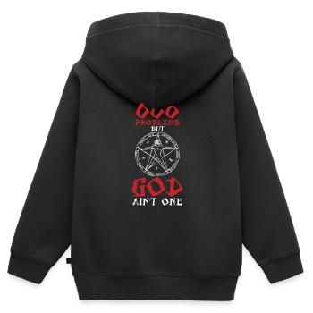 J’ai eu 666 problèmes mais Dieu une sorcière Satanisme - Sweat Premium à capuche zippé enfant bio - noir - Dos - AI Model Kid Male (0cm)