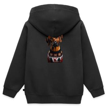Rhodesian Ridgeback Weihnachten - Kinder Premium Organic Zip Hoodie - Schwarz - Hinten - AI Model Kid Male (0cm)