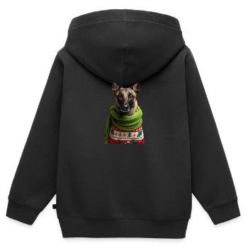 Belgischer Malinois Weihnachten - Kinder Premium Organic Zip Hoodie - Schwarz - Hinten - AI Model Kid Male (0cm)
