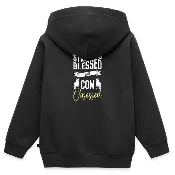 Kuh Landwirt Kuhglocke Nutztier - Kinder Premium Organic Zip Hoodie - Schwarz - Hinten - AI Model Kid Male (0cm)