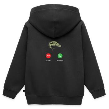 brochet - Sweat Premium à capuche zippé enfant bio - noir - Dos - AI Model Kid Male (0cm)