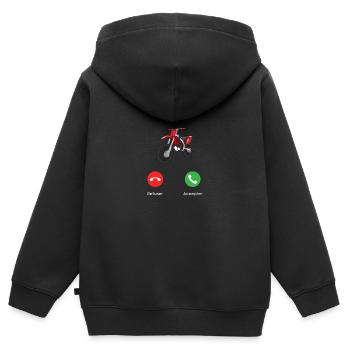 appel du cross - Sweat Premium à capuche zippé enfant bio - noir - Dos - AI Model Kid Male (0cm)