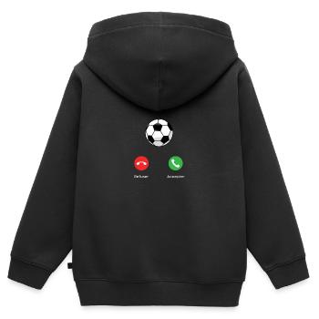 appel du foot - Sweat Premium à capuche zippé enfant bio - noir - Dos - AI Model Kid Male (0cm)