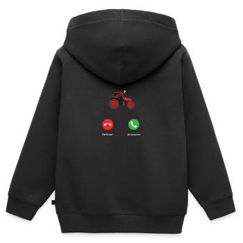 appel du tracteur - Sweat Premium à capuche zippé enfant bio - noir - Dos - AI Model Kid Male (0cm)