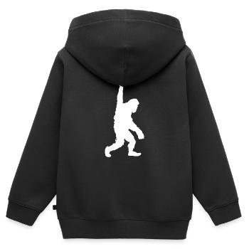 Bigfoot No War Yeti Sasquatch Paix Frieden - Sweat Premium à capuche zippé enfant bio - noir - Dos - AI Model Kid Male (0cm)