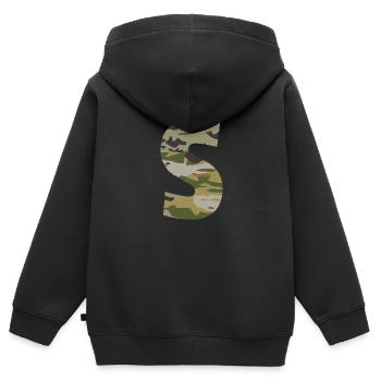 Tarnbuchstabe S - Kinder Premium Organic Zip Hoodie - Schwarz - Hinten - AI Model Kid Male (0cm)