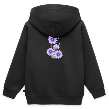 Anémones lilas - Sweat Premium à capuche zippé enfant bio - noir - Dos - AI Model Kid Male (0cm)
