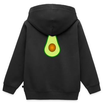 Avocado mit Kern Design zum personalisieren - Kinder Premium Organic Zip Hoodie - Schwarz - Hinten - AI Model Kid Male (0cm)