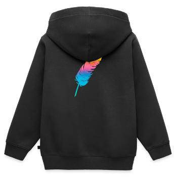 Plume colorée - Sweat Premium à capuche zippé enfant bio - noir - Dos - AI Model Kid Male (0cm)