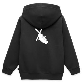 Skifahrer Trick - Berge - Wintersport - Sprung - Kinder Premium Organic Zip Hoodie - Schwarz - Hinten - AI Model Kid Male (0cm)