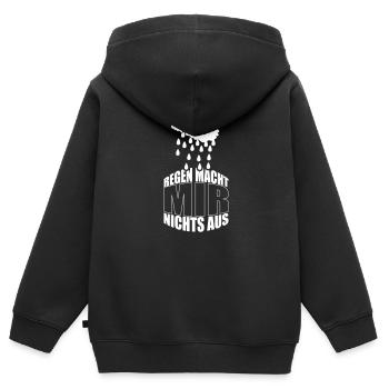 Regen machts mir nichts aus. - Kinder Premium Organic Zip Hoodie - Schwarz - Hinten - AI Model Kid Male (0cm)