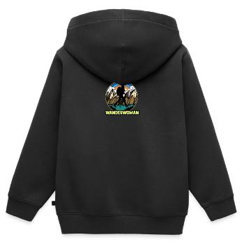 Wanderin - Kinder Premium Organic Zip Hoodie - Schwarz - Hinten - AI Model Kid Male (0cm)