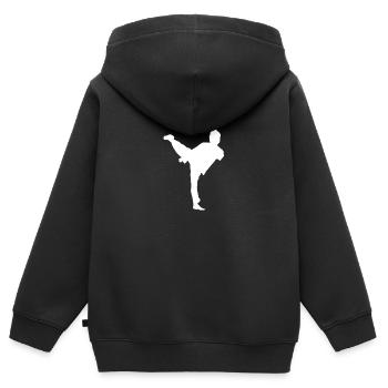 Bruce Lee White Shadow Side Kick - Kinder Premium Organic Zip Hoodie - Schwarz - Hinten - AI Model Kid Male (0cm)