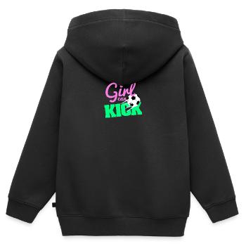 Soccer frauenfußball kicken mädchen girlpower - Kinder Premium Organic Zip Hoodie - Schwarz - Hinten - AI Model Kid Male (0cm)