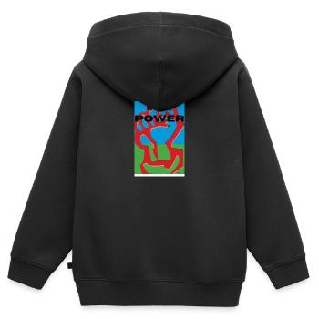Roma Power RomaLivesMatter - Kinder Premium Organic Zip Hoodie - Schwarz - Hinten - AI Model Kid Male (0cm)