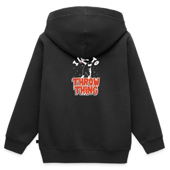 Ich mag es, Dinge zu werfen Leichtathletik Werfen - Kinder Premium Organic Zip Hoodie - Schwarz - Hinten - AI Model Kid Male (0cm)