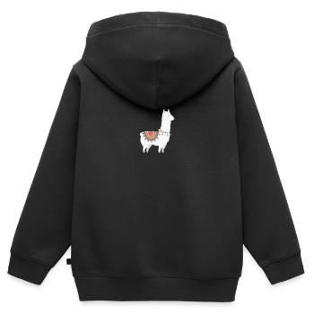 Lama - Kinder Premium Organic Zip Hoodie - Schwarz - Hinten - AI Model Kid Male (0cm)