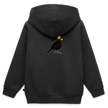 Amsel Krone Singvogel Süßer heimischer Vogel - Kinder Premium Organic Zip Hoodie - Schwarz - Hinten - AI Model Kid Male (0cm)