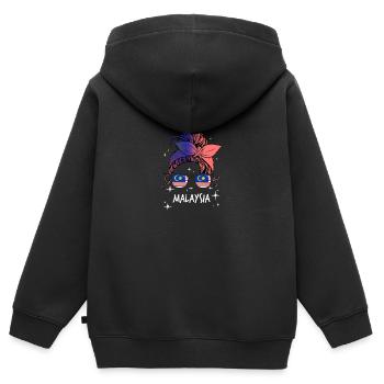 Malaysia - Kinder Premium Organic Zip Hoodie - Schwarz - Hinten - AI Model Kid Male (0cm)
