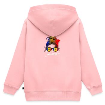 Moldawien - Kinder Premium Organic Zip Hoodie - Rosa - Hinten - AI Model Kid Female (0cm)