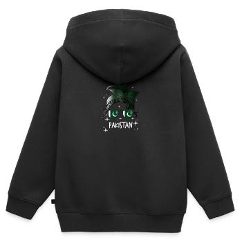 Pakistan - Kinder Premium Organic Zip Hoodie - Schwarz - Hinten - AI Model Kid Male (0cm)