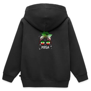 Perse - Sweat Premium à capuche zippé enfant bio - noir - Dos - AI Model Kid Male (0cm)