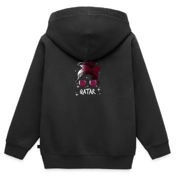 Qatar - Sweat Premium à capuche zippé enfant bio - noir - Dos - AI Model Kid Male (0cm)