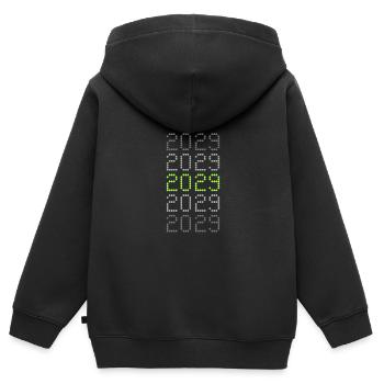 2029 - Kinder Premium Organic Zip Hoodie - Schwarz - Hinten - AI Model Kid Male (0cm)