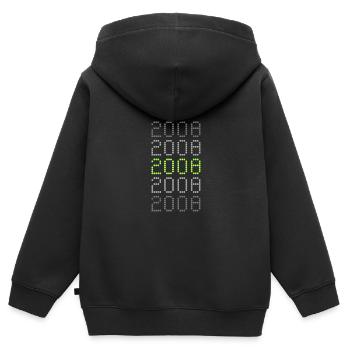 2008 - Kinder Premium Organic Zip Hoodie - Schwarz - Hinten - AI Model Kid Male (0cm)