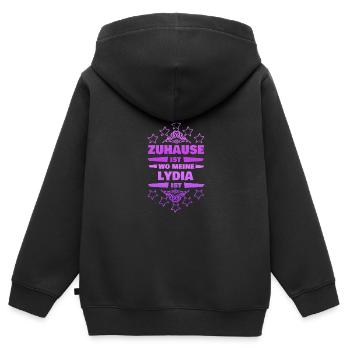 Girlfriend Lydia - Kids Premium Organic Zip-up Hoodie - black - Back - AI Model Kid Male (0cm)