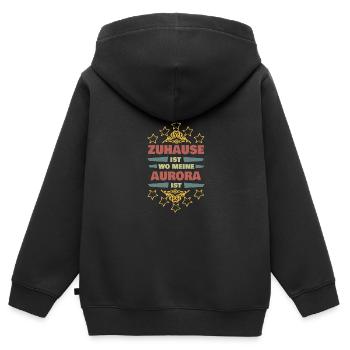 Aurora als Lebenspartnerin - Kinder Premium Organic Zip Hoodie - Schwarz - Hinten - AI Model Kid Male (0cm)